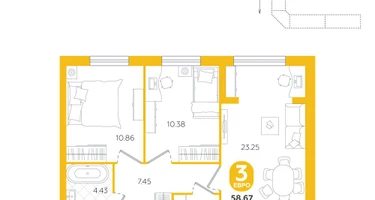 3-к. квартира, 58&nbsp;м²