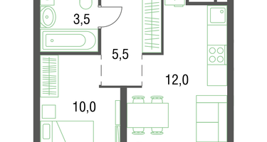 1-к. квартира, 32&nbsp;м²