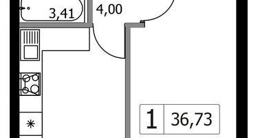 1-к. квартира, 36&nbsp;м²
