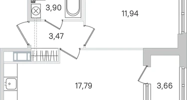 1-к. квартира, 38&nbsp;м²