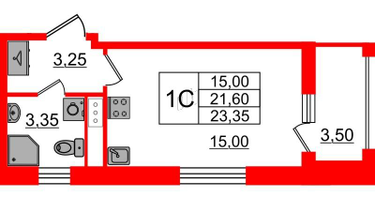 Студия, 21&nbsp;м²