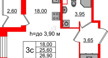 Студия, 25 м²
