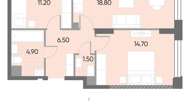 Студия, 57 м²