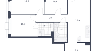 3-к. квартира, 82&nbsp;м²