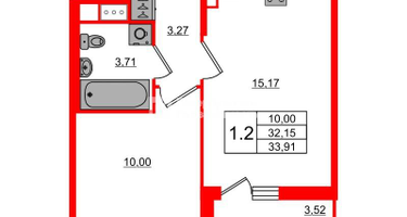1-к. квартира, 32 м²
