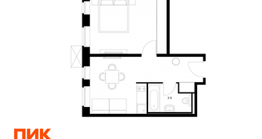 1-к. квартира, 36&nbsp;м²
