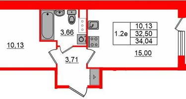 1-к. квартира, 32 м²