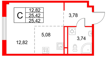 Студия, 25&nbsp;м²