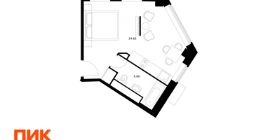 Студия, 28 м²