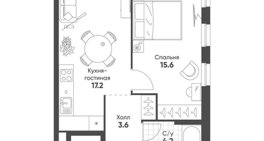 1-к. квартира, 40&nbsp;м²