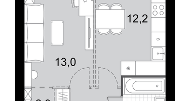 1-к. квартира, 36&nbsp;м²