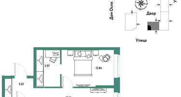 2-к. квартира, 46&nbsp;м²