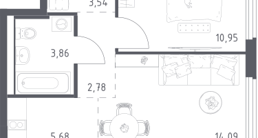 Студия, 40&nbsp;м²