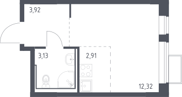 Студия, 22&nbsp;м²