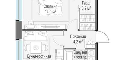 1-к. квартира, 37&nbsp;м²