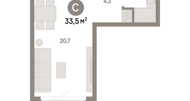 Студия, 33 м²