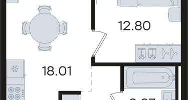 1-к. квартира, 39&nbsp;м²