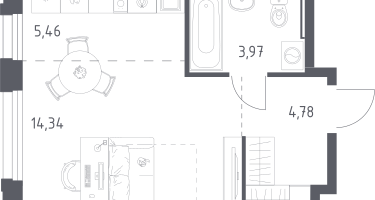 Студия, 28&nbsp;м²