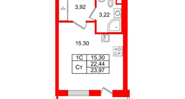 Студия, 22&nbsp;м²