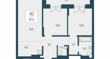 3-к. квартира, 67&nbsp;м²