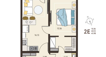 1-к. квартира, 41&nbsp;м²