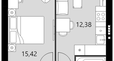 1-к. квартира, 35 м²
