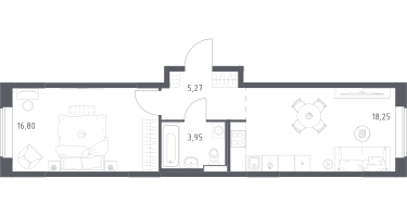 1-к. квартира, 44&nbsp;м²
