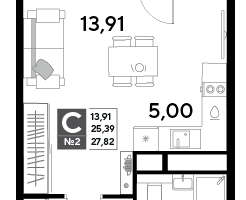 Студия, 27&nbsp;м²
