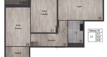 2-к. квартира, 52&nbsp;м²