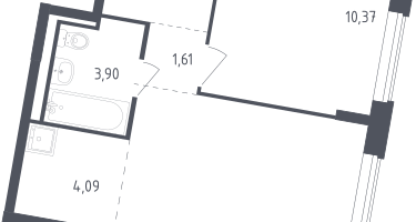 Студия, 38&nbsp;м²