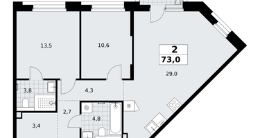 2-к. квартира, 73&nbsp;м²