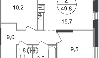 2-к. квартира, 49&nbsp;м²