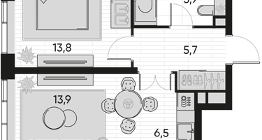 2-к. квартира, 45&nbsp;м²