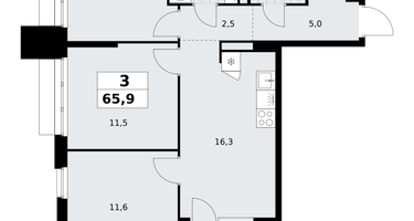 3-к. квартира, 65&nbsp;м²