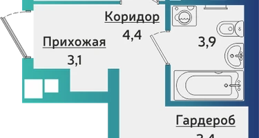 2-к. квартира, 50&nbsp;м²