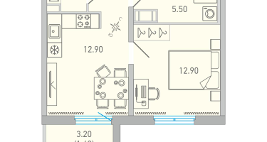 1-к. квартира, 37&nbsp;м²