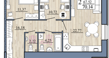 2-к. квартира, 70&nbsp;м²