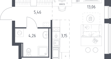 Студия, 25&nbsp;м²
