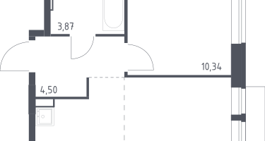 Студия, 34&nbsp;м²
