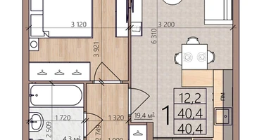 1-к. квартира, 40&nbsp;м²