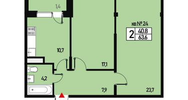 2-комнатная квартира, 63&nbsp;м²