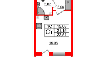 Студия, 21&nbsp;м²