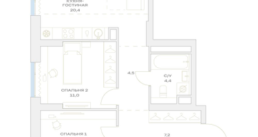 3-к. квартира, 68 м²