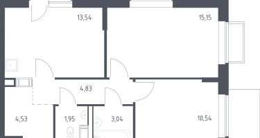 2-к. квартира, 53&nbsp;м²