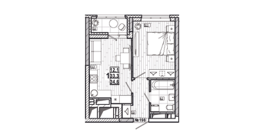1-к. квартира, 34&nbsp;м²