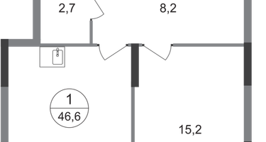 1-к. квартира, 46&nbsp;м²