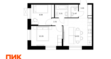 2-к. квартира, 46 м²