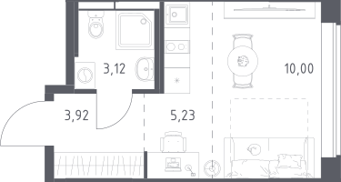 1-к. квартира, 22&nbsp;м²
