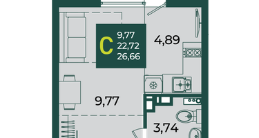 Студия, 26&nbsp;м²