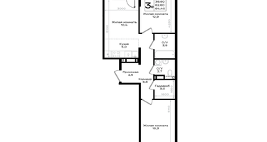 3-к. квартира, 64&nbsp;м²